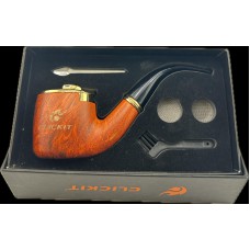 Clickit Wood Tobacco Pipe with Lighter Set GH-10899